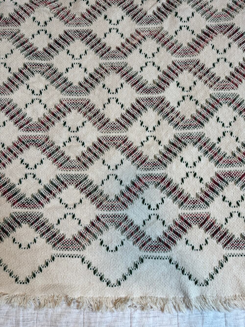 Handmade Swedish Weaving Blanket Square Afghan Throw Blanket Diamond Geometric